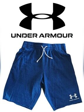Men's NWT Under Armour Blue Drawstring Cotton Blend Shorts Size Medium